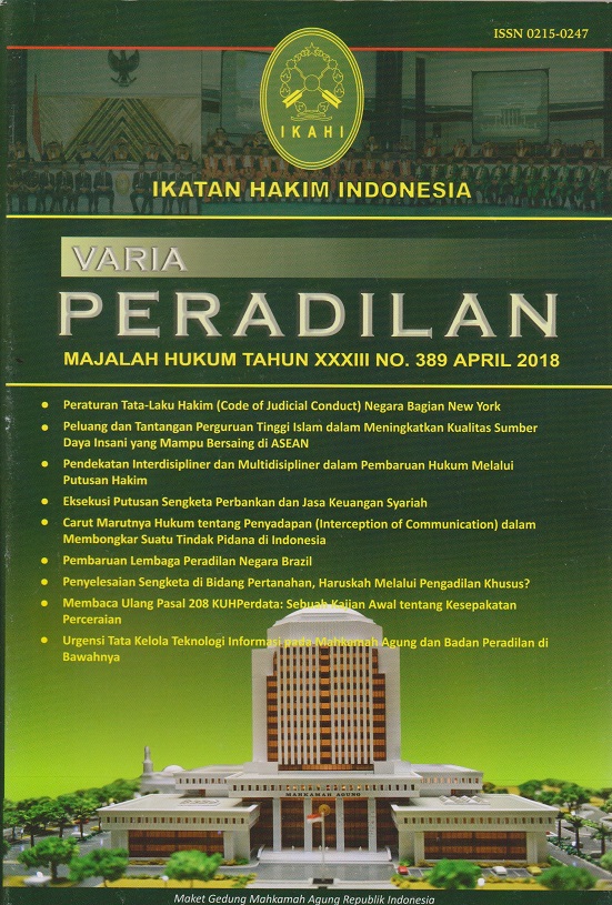 MAJALAH HUKUM VARIA PERADILAN TAHUN XXXIII NO. 389 APRIL 2018