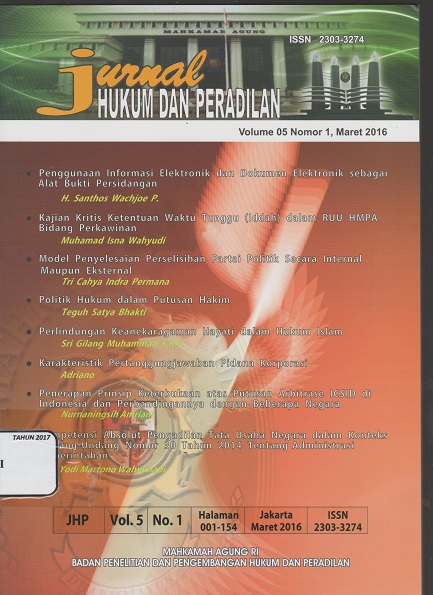 JURNAL HUKUM DAN PERADILAN VOLUME 05 NOMOR 1, MARET 2016