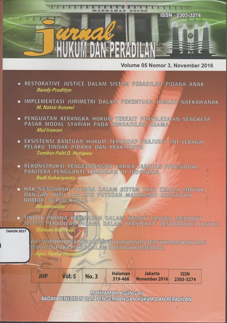 JURNAL HUKUM DAN PERADILAN VOLUME 05 NOMOR 3, NOVEMBER 2016